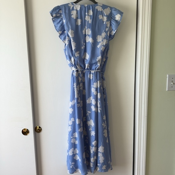 Ann Taylor Blue Floral Wrap Midi Dress 10 - Picture 10 of 10